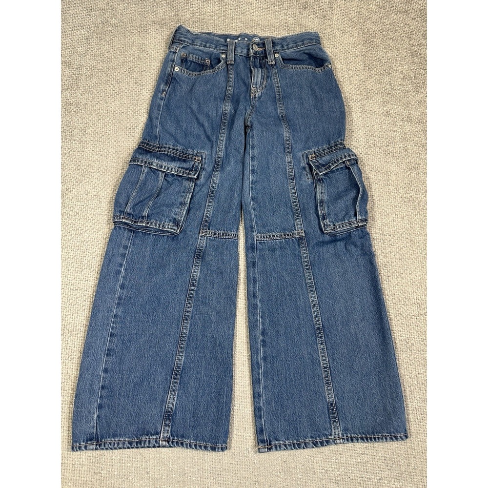 Old Navy Jeans Girls 10 Built In Tough High Rise Baggy Wide Leg Cargo Skater